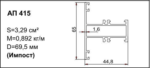 Алюминиевый профиль для балконов АП 415