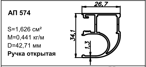 Алюминиевый профиль для мебели АП 574