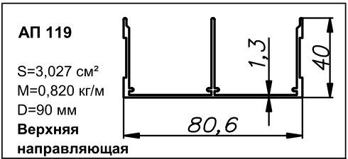 Алюминиевый профиль для мебели АП 119