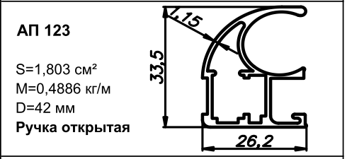 Алюминиевый профиль для мебели АП 123
